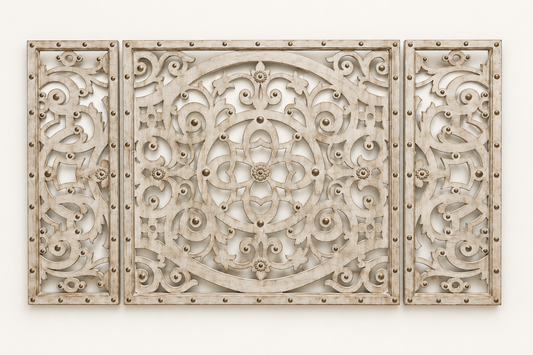 Grand Arabesque Hand-Carved Wooden Wall Art Trio (Set of 3)
