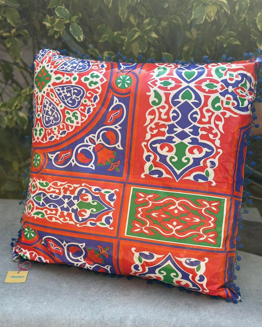 Khayamiya Heritage: Traditional Geometric Arabesque Cushion