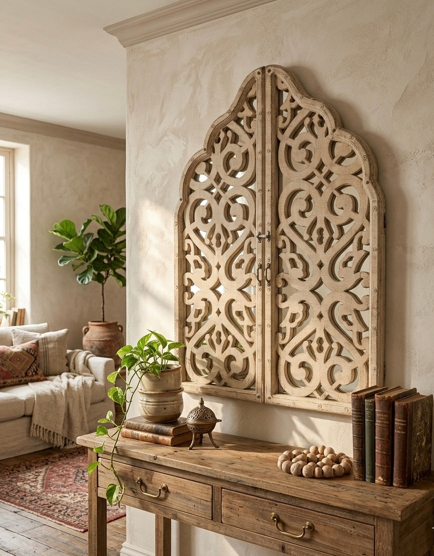Mirrored Arabesque Hand-Carved Wall Art