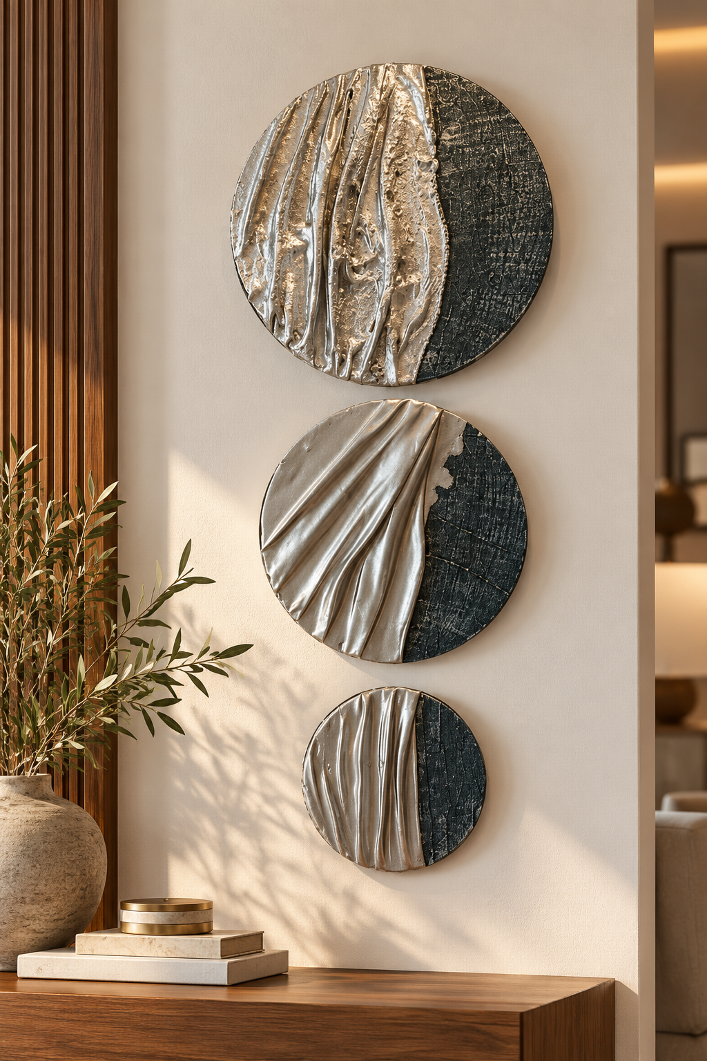 Modern Textured Circular Wall Art Set