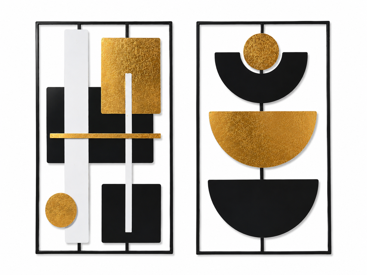 Golden Geometry Wall Art – Black & Gold | 40 × 60 cm