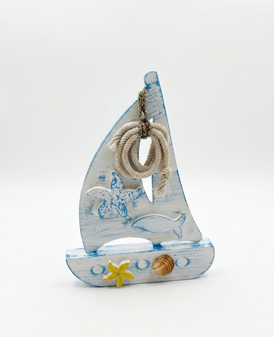 Nautical Wooden Sailboat Decor (30x25 cm)