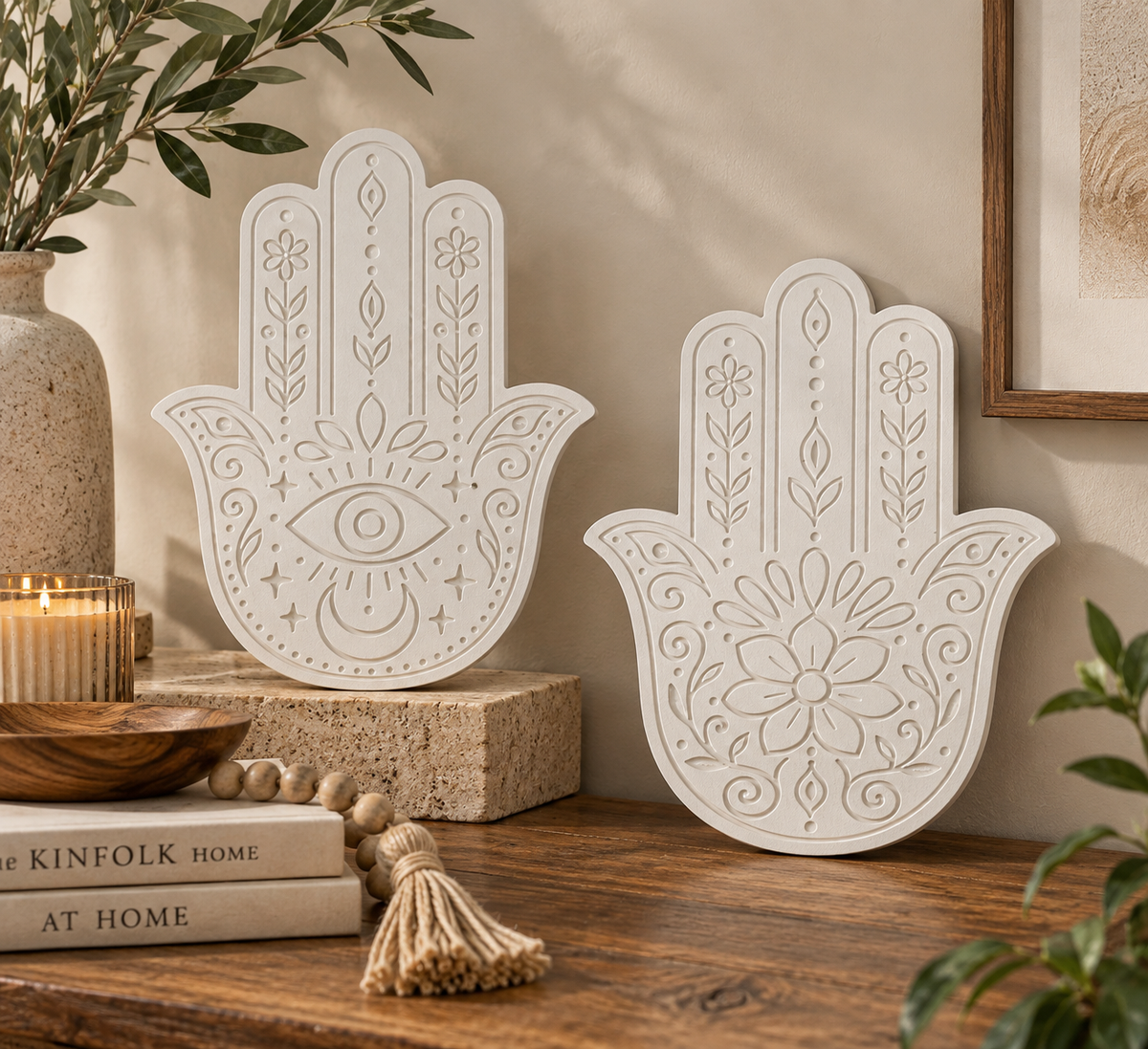 Sacred Hamsa Hand Tabletop & Wall Art Accent