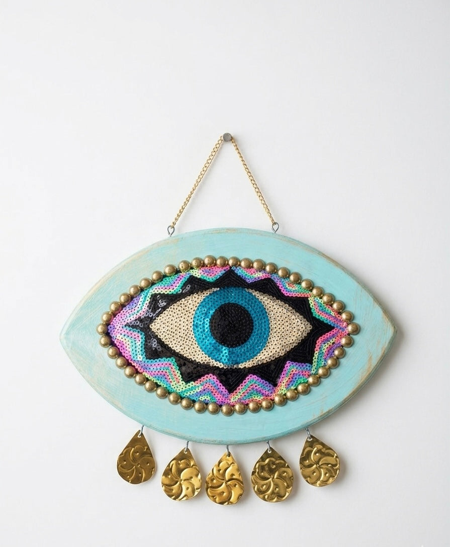 Handcrafted Evil Eye Wooden Wall Hanging