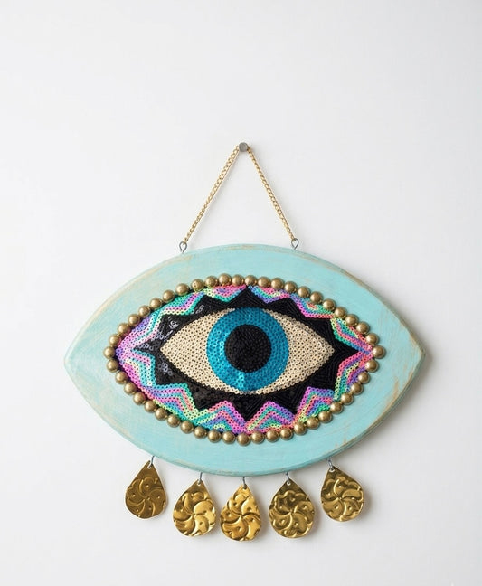 Handcrafted Evil Eye Wooden Wall Hanging