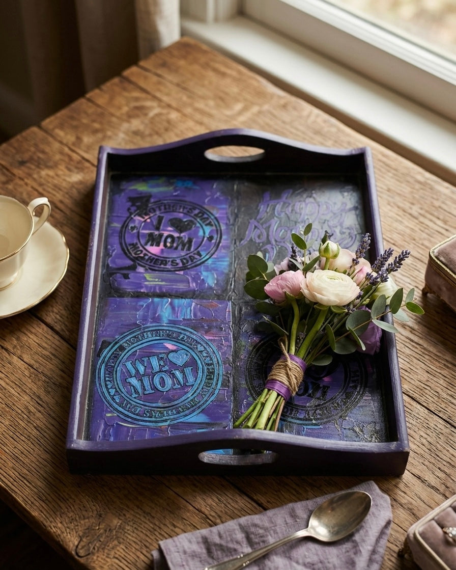 Hand-Painted "Mother’s Day" Mixed Media Serving Tray