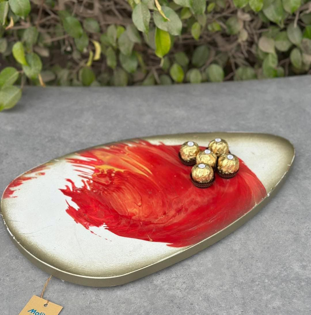 Artisan Abstract Wooden Serving Platter