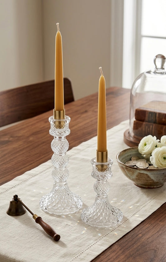 Vintage Pressed Glass Candlestick Holders – Set of 2