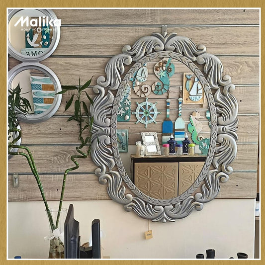 Regal Silver Scrollwork Wall Mirror