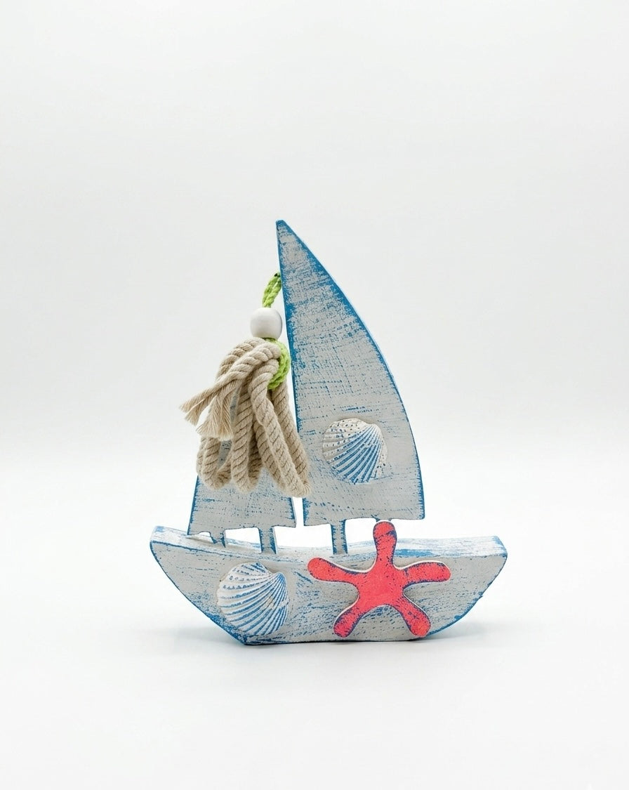 Nautical Wooden Sailboat Decor (30x25 cm)