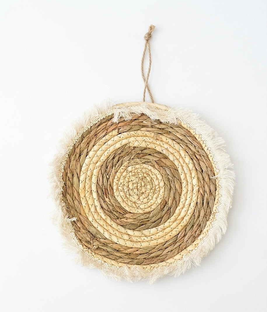 Boho Woven Straw Wall Hanging Art