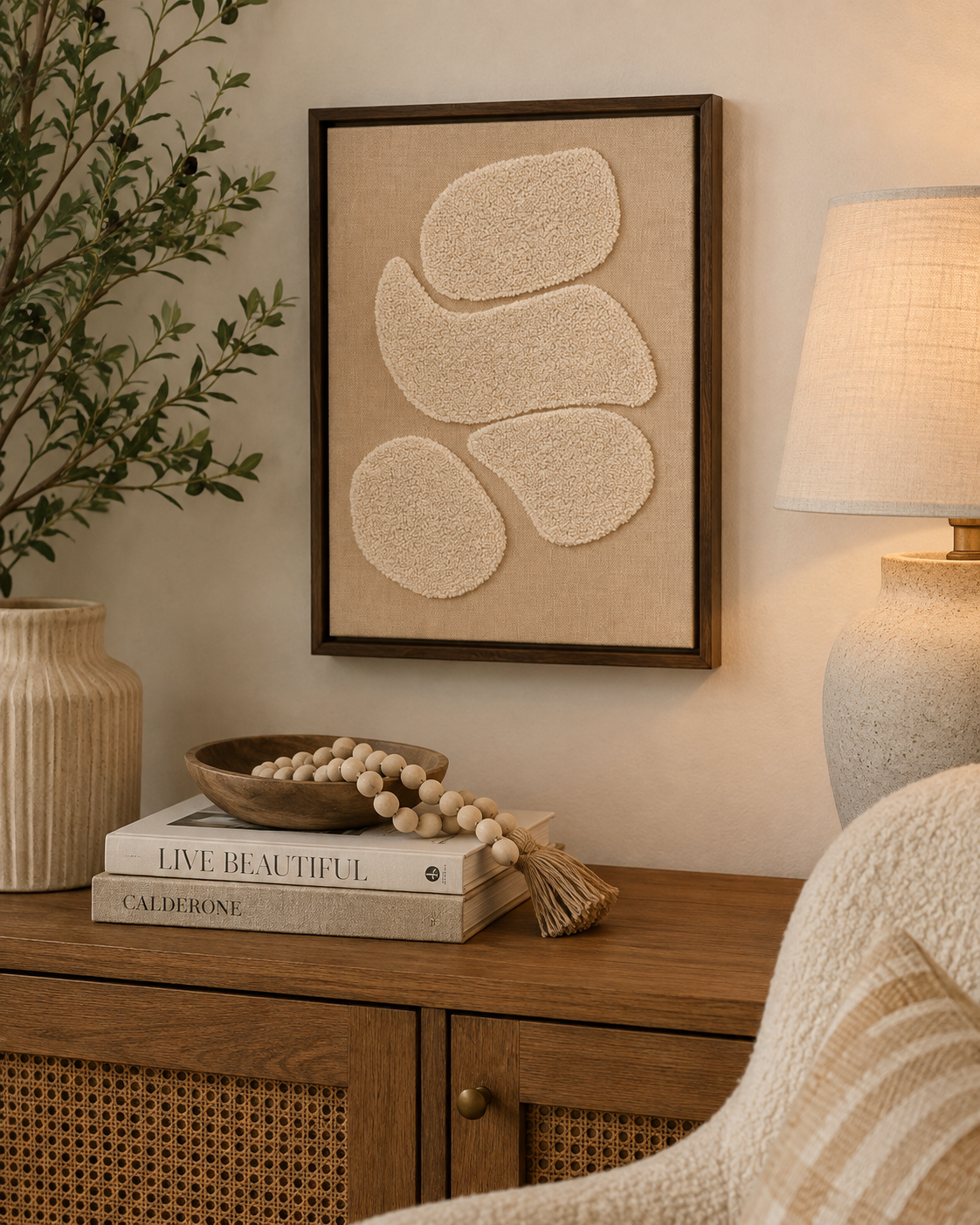 Textured Abstract Tufted Wall Art – 30×40 cm