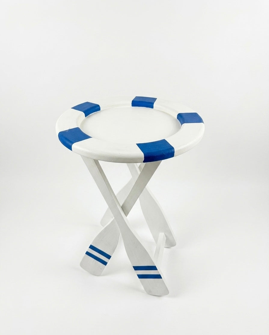 Nautical Lifebuoy & Oar Accent Table