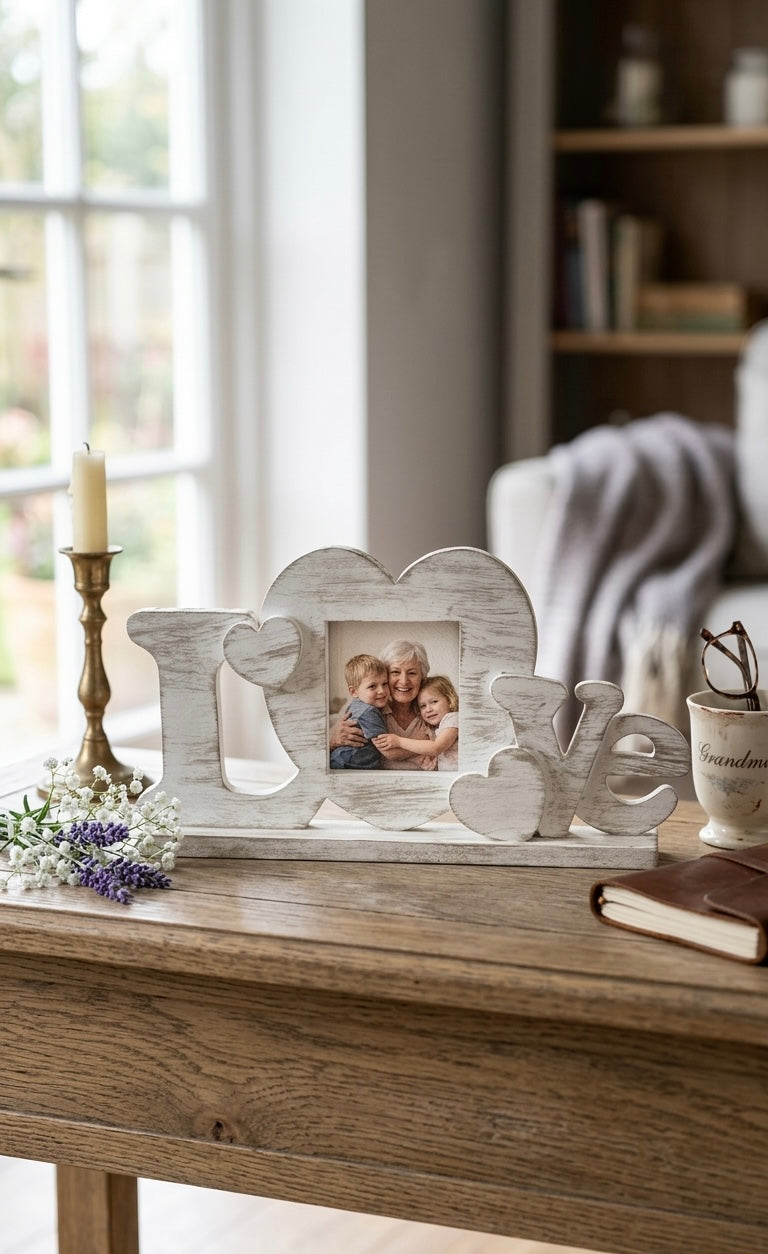 Distressed Wood "LOVE" Sentiment Picture Frame