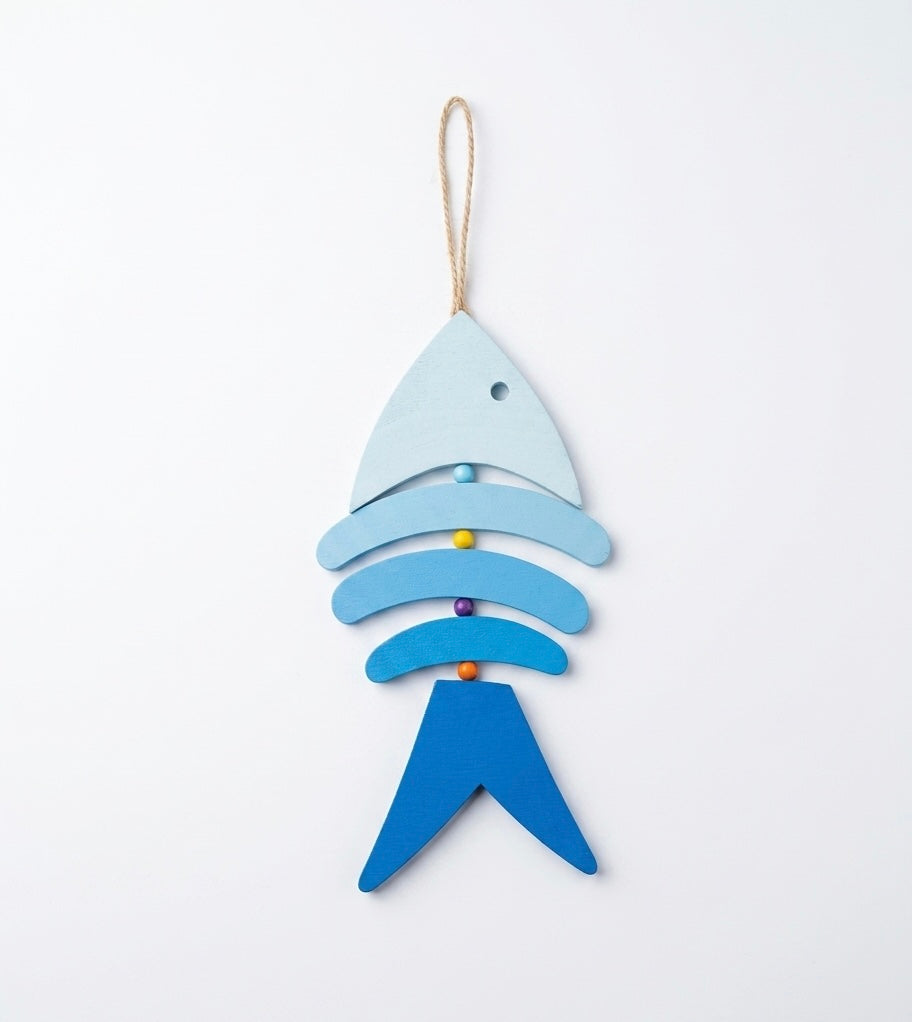 Nautical Hand-Painted Wood Fish Wall Hanging