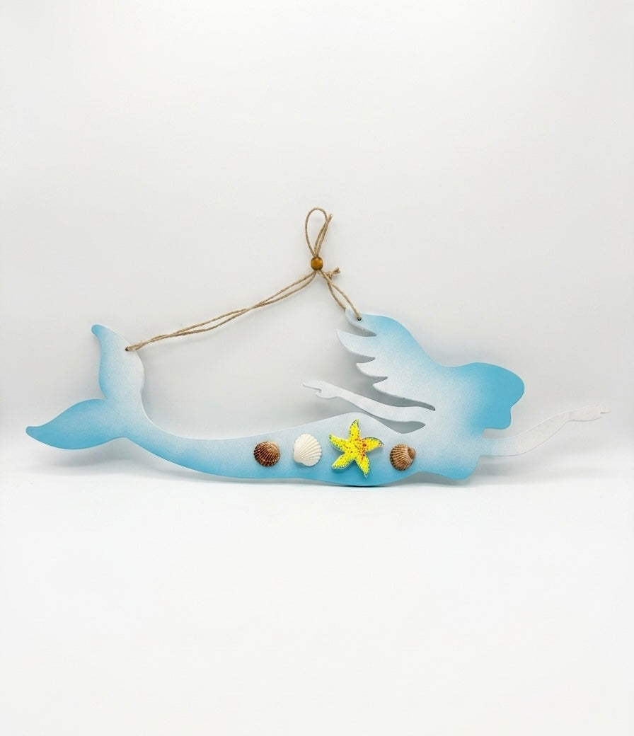 Small Artisanal Hand-Painted Mermaid Wall Decor