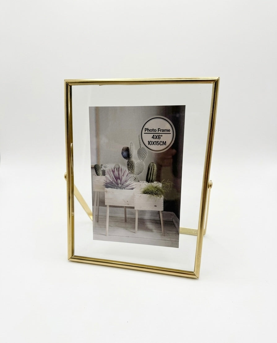 Minimalist Gold Floating Glass Photo Frame