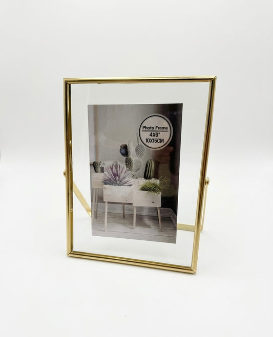 Minimalist Gold Floating Glass Photo Frame