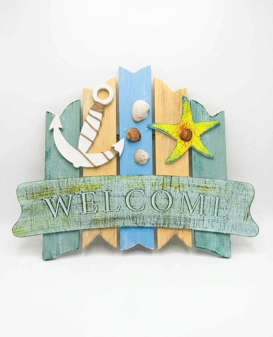 Artisanal Nautical Welcome Wall Art