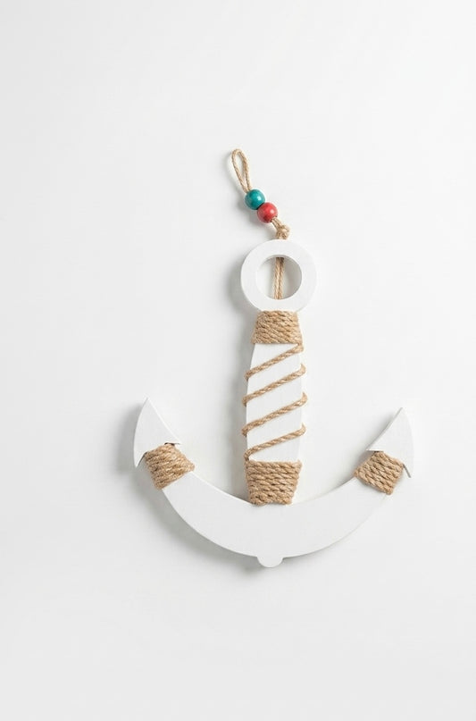 Rustic Nautical Anchor Wall Decor with Jute Rope Accents