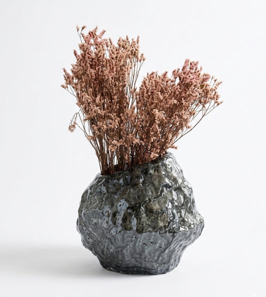 Meteorite Vase & Dried Statice Bundle