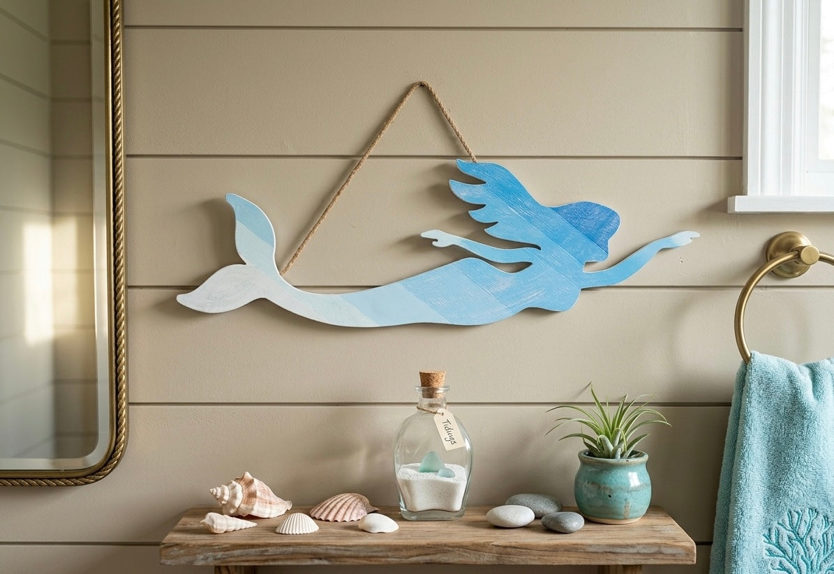 Artisanal Hand-Painted Mermaid Wall Decor