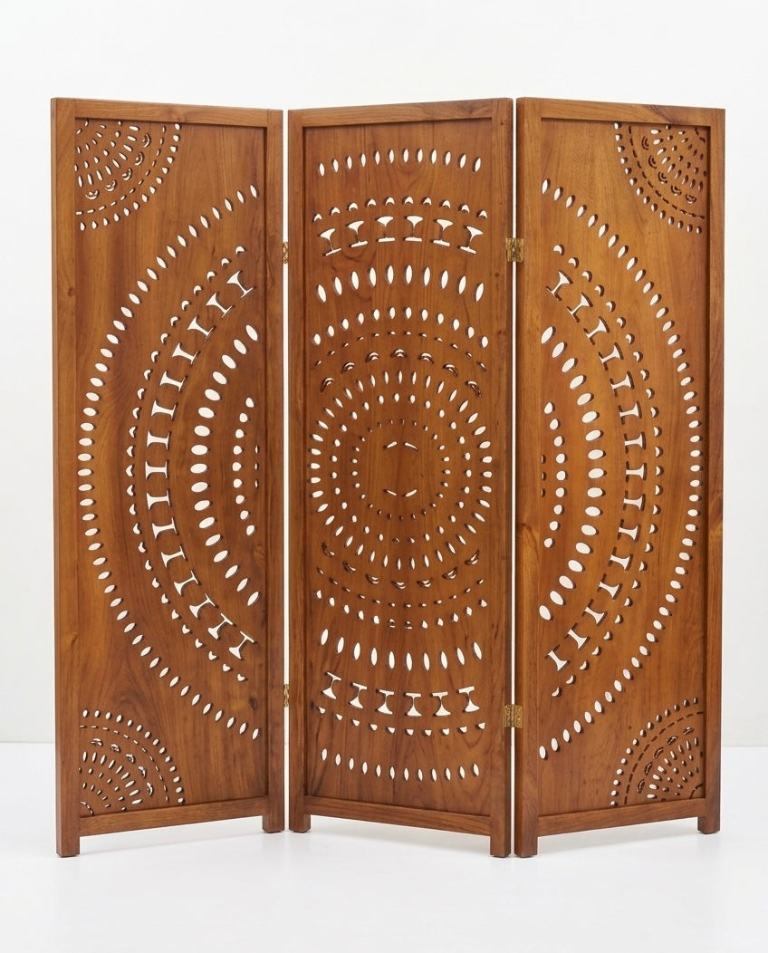 The Mandala Carved Wood Room Divider – Antique White