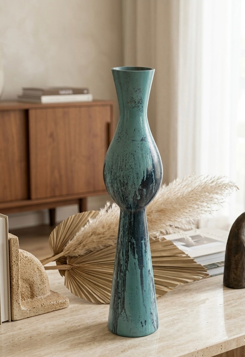 Abstract Silhouette Turquoise Patina Vase