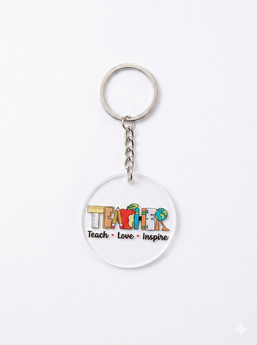 "Teach Love Inspire" Acrylic Teacher Keychain