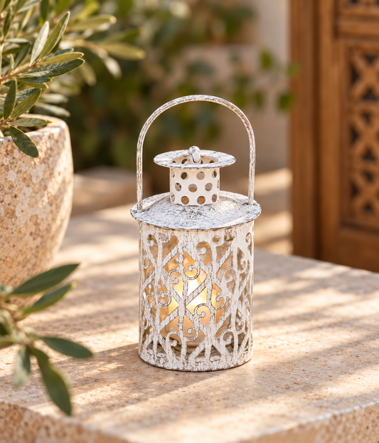 Vintage White Iron Lanterns