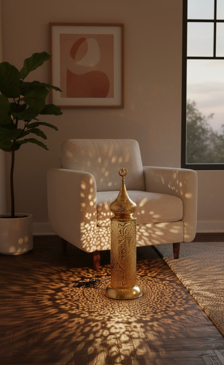 Gilded Moroccan Silhouette Floor Lamp