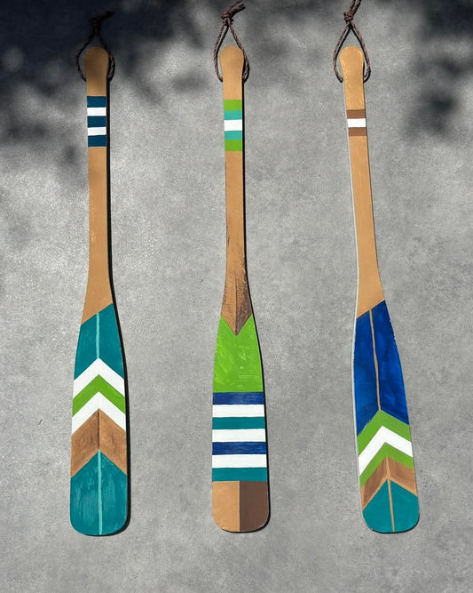 Hand-Painted Coastal Oars – Set of 3
