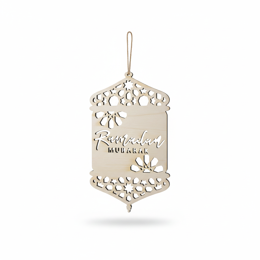 Ramadan Mubarak Laser-Cut Wood Ornament