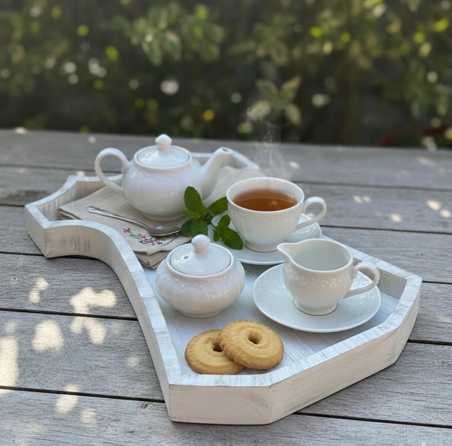 Vintage Handcrafted Shabby Chic Wooden Display Tray