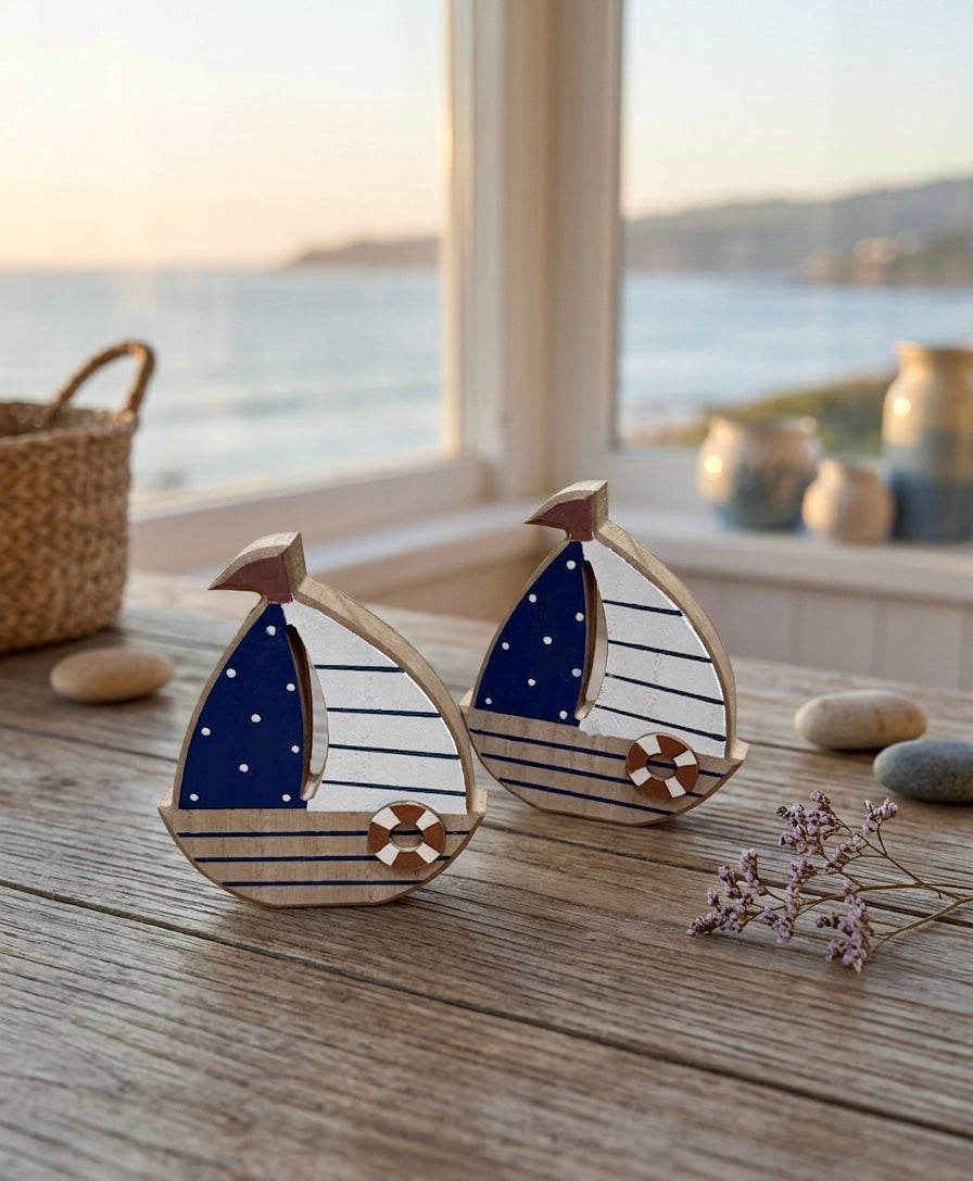 Wooden Nautical Sailboat Tabletop Decor