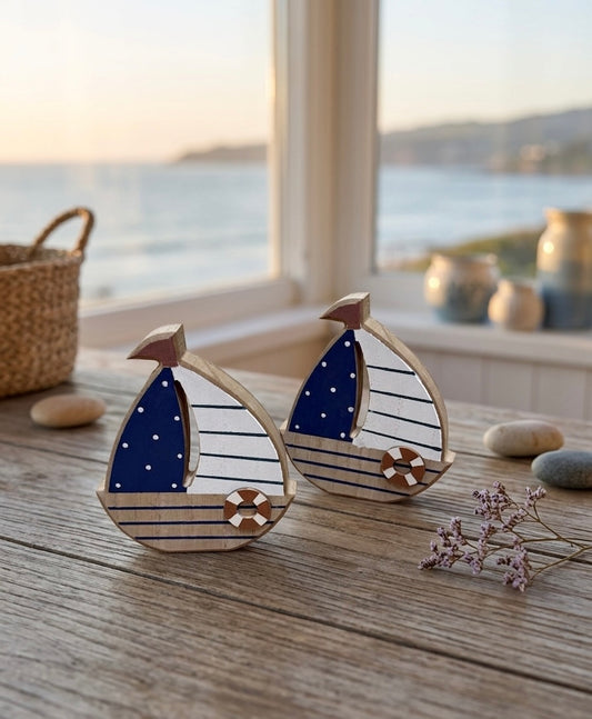 Wooden Nautical Sailboat Tabletop Decor