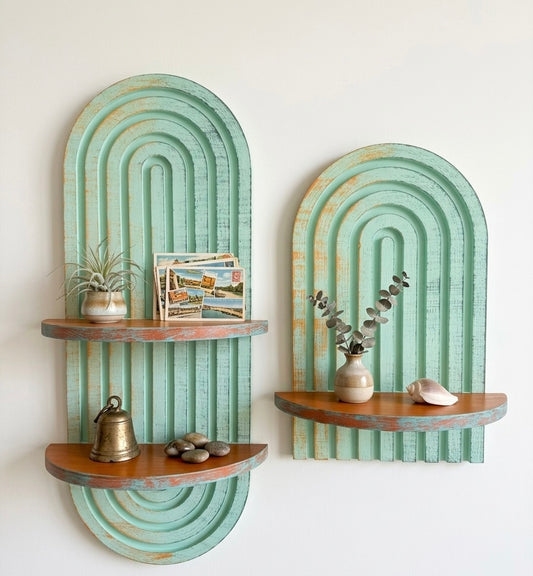 Set of 2 Artisan Handcrafted Arched Floating Shelves
