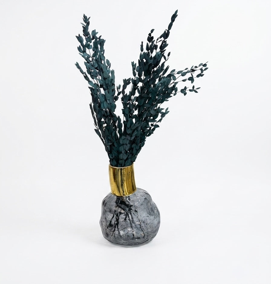 Midnight Eucalyptus & Gold-Collared Smoke Glass Set