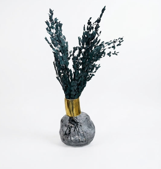 Midnight Eucalyptus & Gold-Collared Smoke Glass Set