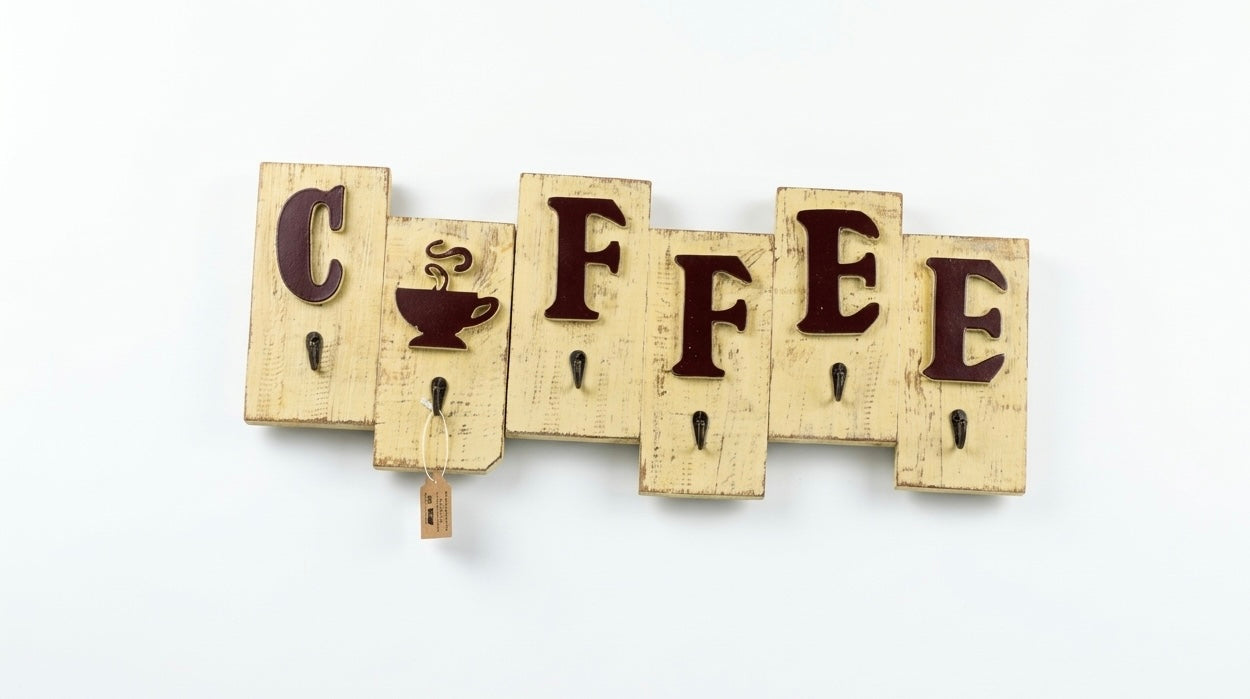 Rustic "COFFEE" Wooden Wall Organizer