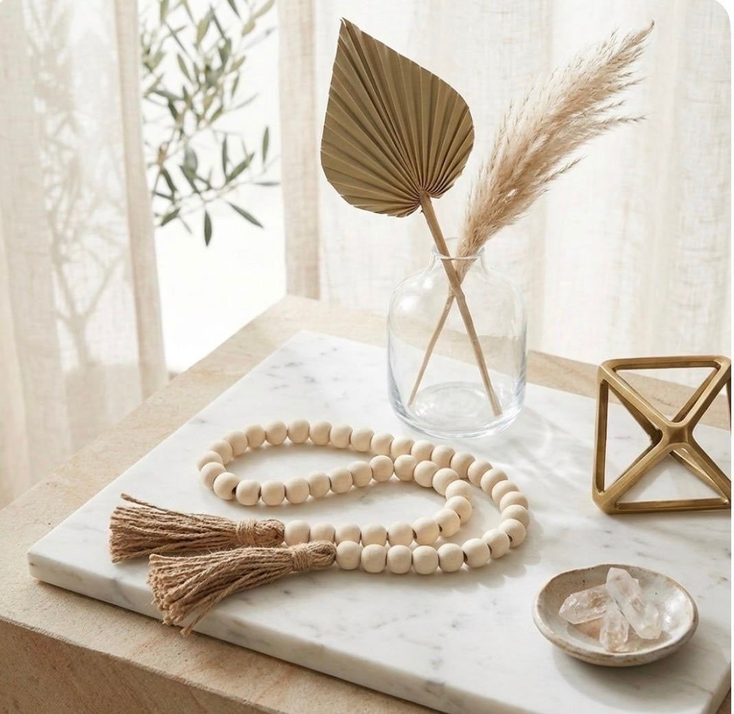 Whirling Devotion: Handcrafted Wooden Prayer Beads (80 cm)