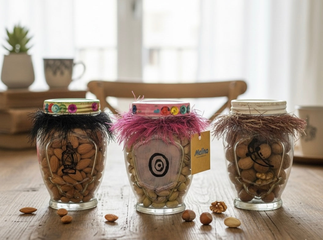 Artisan Hand-Painted Glass Jar Trio 