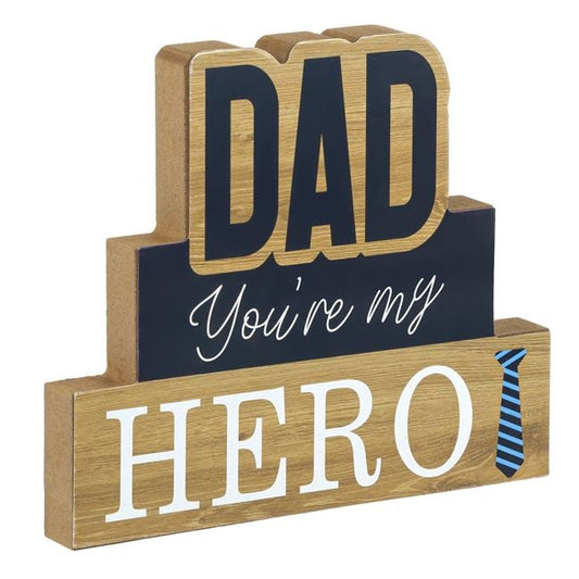 "Dad, You’re My Hero" Wooden Block Decor