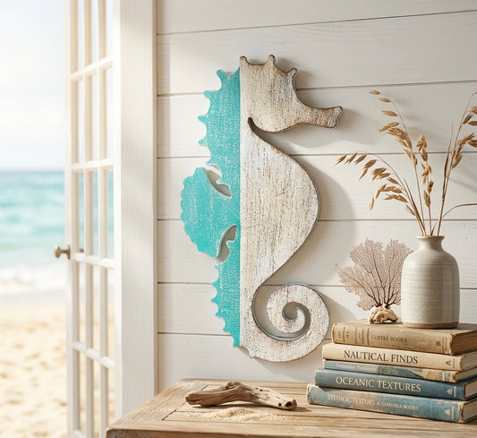 Artisanal Hand-Painted Seahorse Wall Art
