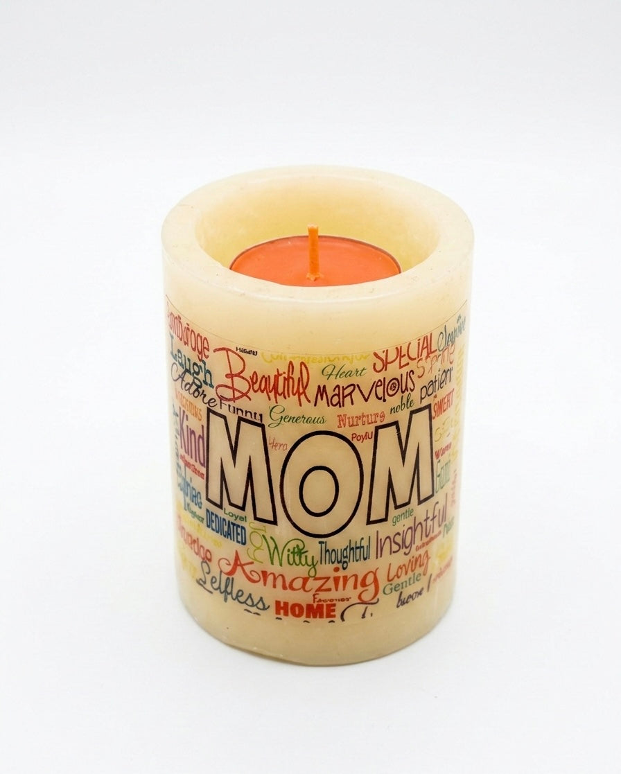 Personalized 13cm Pillar Candle Holder – Multi-Design Tribute for Loved Ones
