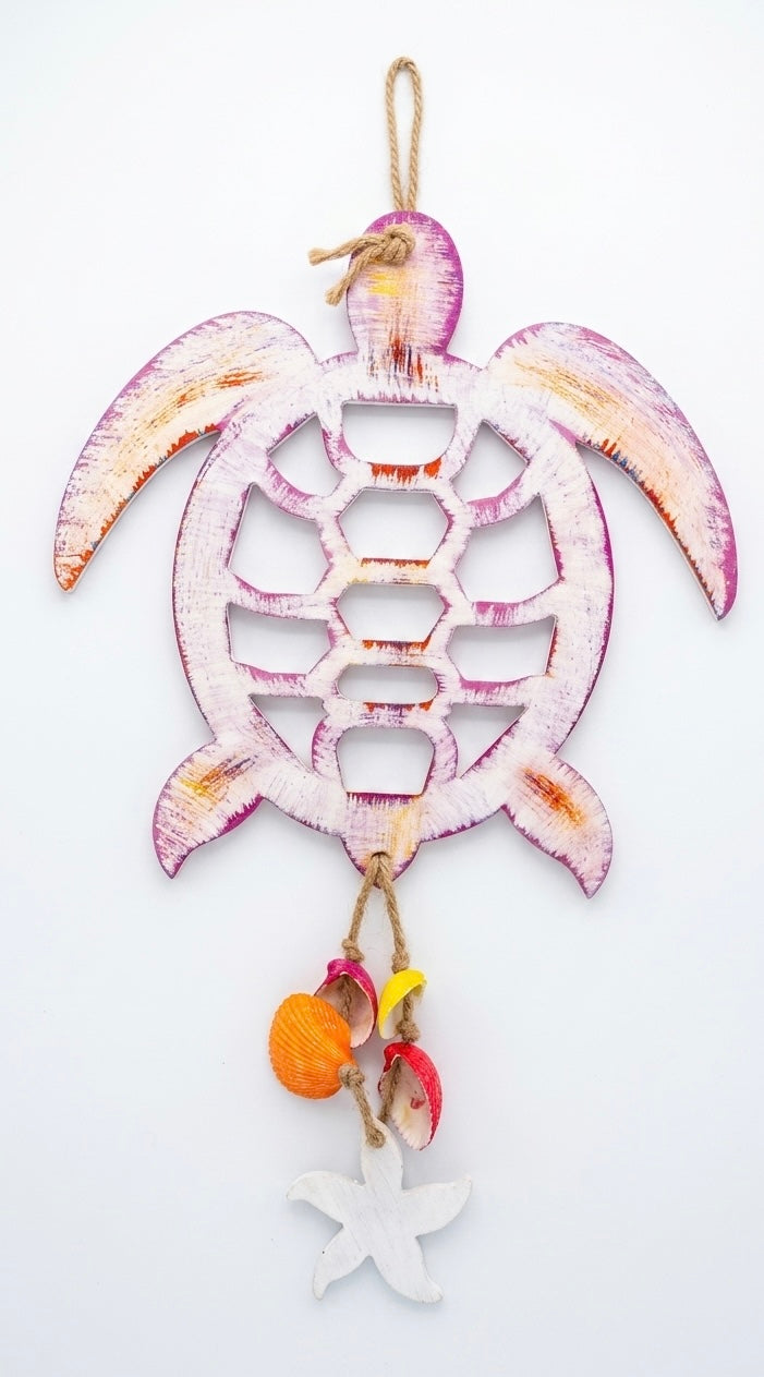 Artisanal Hand-Painted Sea Turtle Wall Decor