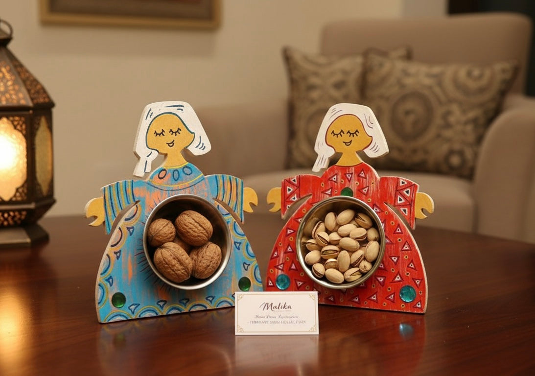 Whimsical Folk Art Serving Tray Set
