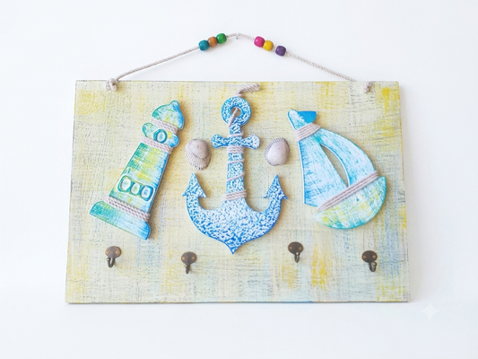 Malika Nautical "Sailboat, Lighthouse & Anchor" Key Holder