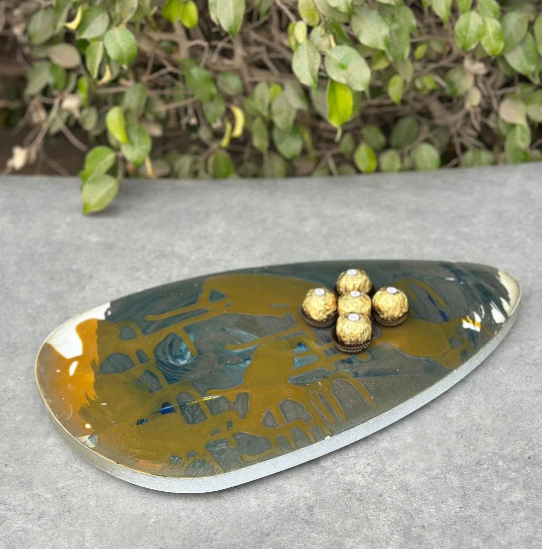 Artisan Abstract Wooden Serving Platter