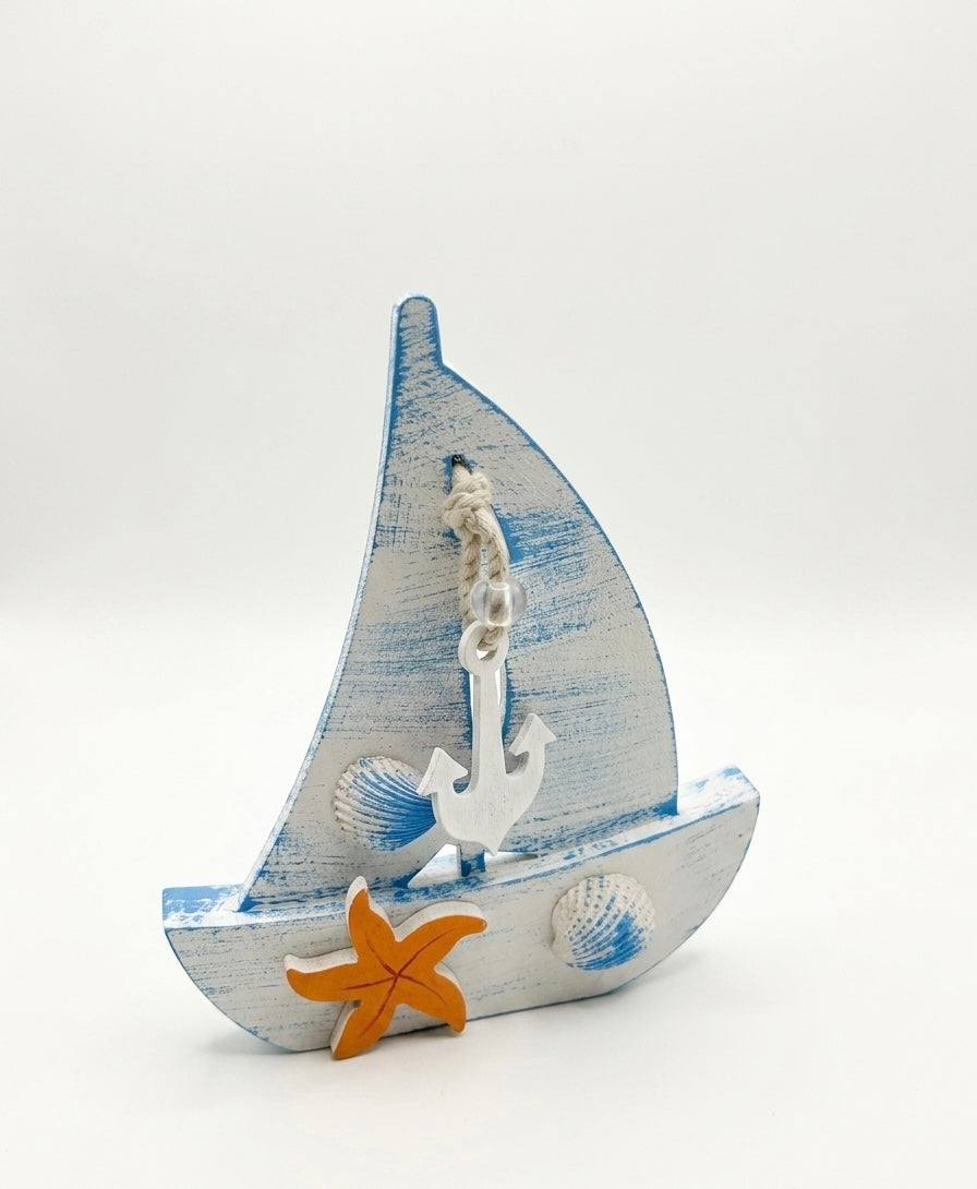 Nautical Wooden Sailboat Decor (30x25 cm)